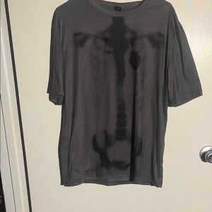 ROMWE Dark Gray Skeleton Print Tee